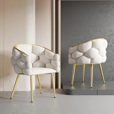 Image de okwish Chaises pour salon, salle à manger ou maquillage, pieds métal, velours beige, style moderne et luxe
