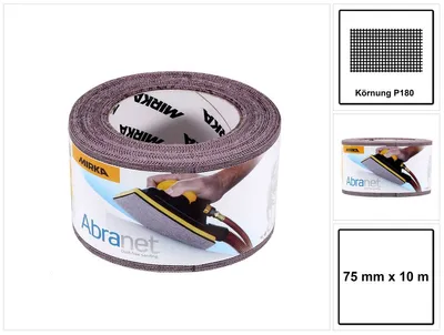 Produktbild von MIRKA Rollen Abranet 75 mm x 10 m P180 Gitternetz Klett (1 St)