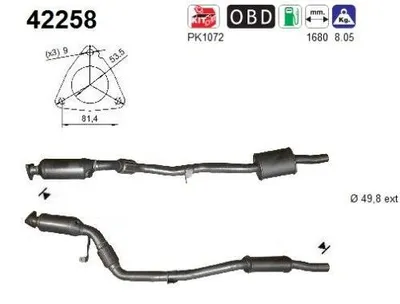 Produktbild von AS Katalysator Kat für AUDI A6 Avant (4F5, C6) 42258