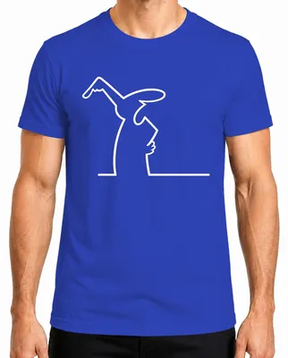 Imagen del producto de Camiseta para hombre, diseño "La Linea Balum Strichmännchen" de Osvaldo Cavandoli, estilo dibujo animado, color azul, talla M