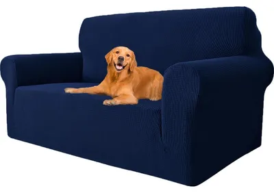 Immagine prodotto di Copridivano per divano a due posti, blu scuro, alta elasticità, antiscivolo, lavabile, lunghezza 139-175 cm