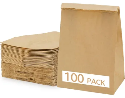 Productafbeelding van Bruine papieren zakken, 100 stuks, afmetingen 18,5 x 13,5 x 7,8 cm. Cadeauzakken van kraftpapier, geschikt voor kerst, verjaardagen en weggeefacties