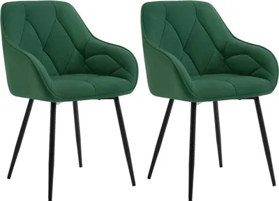 Produktbild von WOLTU Esszimmerstuhl, ergonomischer Sessel, aus Samt, Metallbeine : Dunkelgrün 2 Farbe: Dunkelgrün Stückzahl: 2