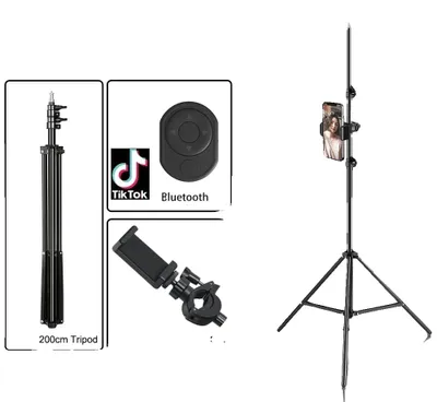 Image de Trépied pour selfies, hauteur réglable, compatibilité universelle, C 200 cm