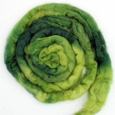Produktbild von Wensleydale Filzwolle im Kammzug, Farbe: Wald Floating 50gr.