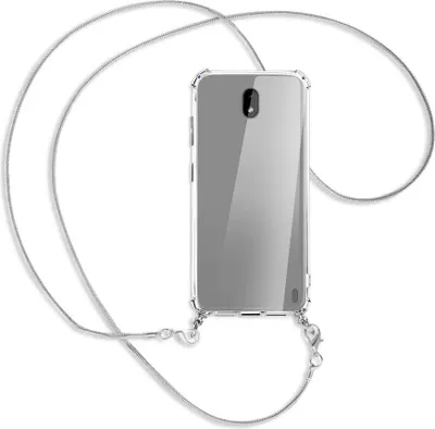 Produktbild von Handykette Backcover-Schutzhülle mit Band (Metall silberfarben) für Nokia 2.2 - silberfarbene Kette Snake
