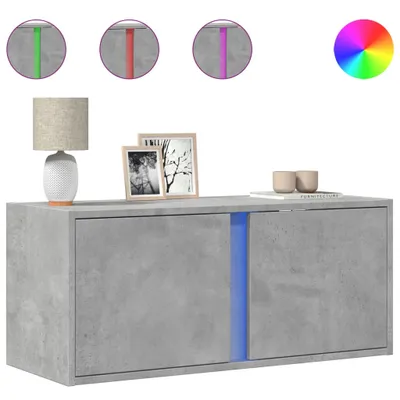 Image de vidaXL Armoire TV murale avec éclairage LED gris béton 80x31x35 cm