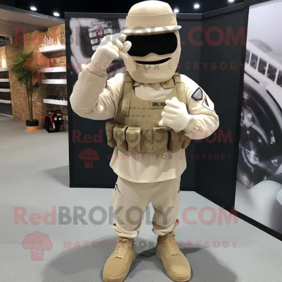 Immagine prodotto di Personaggio del costume della mascotte REDBROKOLY del soldato dell esercito crema vestito con un blazer e fasce