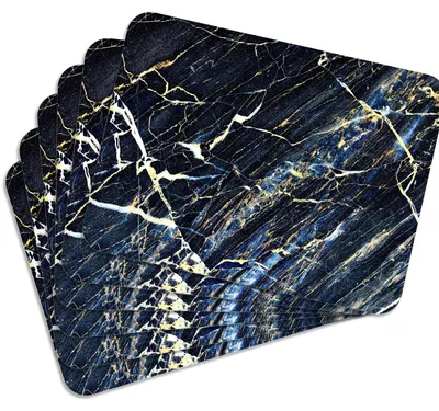 Produktbild von MG Design Set aus 6 Kork-Platzsets - Marble Gold 2 - 30 x 40 cm - hitzebeständig & abwischbar, mit Korkrückseite