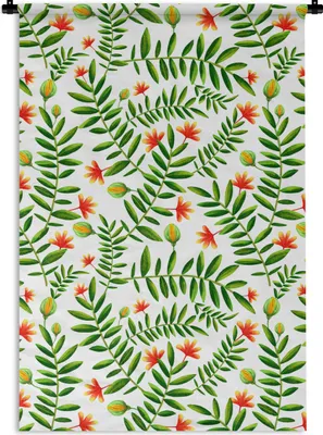 Produktbild von MuchoWow® Wandteppich Wandbehang Dschungel - Blumen - Blätter 60x90 cm Tapisserie Dekoration Wandtuch - Foto-Teppich - Abwaschbar