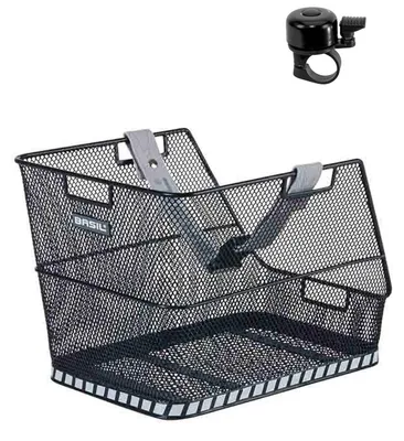 Produktbild von Basil Class Gepäckträgerkorb Fahrrad - Schultaschen - Korb hinten Schwarz inkl. Fahrradklingel