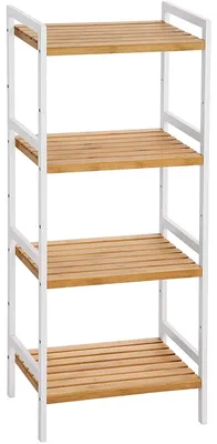 Immagine prodotto di Scaffale a colonna in bambù - Scaffale da cucina - 4 ripiani - Bianco - 45 x 31,5 x 110 cm
