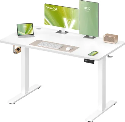 Produktbild von VASAGLE Elektrisch verstellbarer Stehtisch, Memory-Funktion mit 4 Höhen, Schreibtisch für Home Office, 120 x 60 cm, weiß