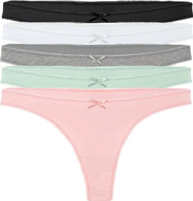 Produktbild von Yenita® String-Tangas 5er Set XL schwarz/weiss/grau/pink/mint
