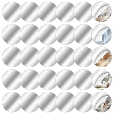 30 selbstklebende runde Acrylspiegel 5 cm für DIY-Deko