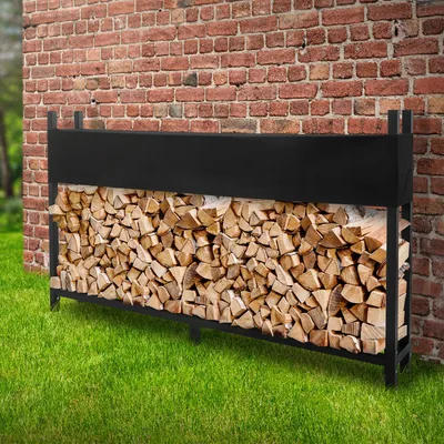 Produktbild von Kovový stojan na palivové dříví s krytem ML-Design, antracit, venkovní stohovací pomůcka s ochranným krytem, 0,8 m³/1,3 SRM
