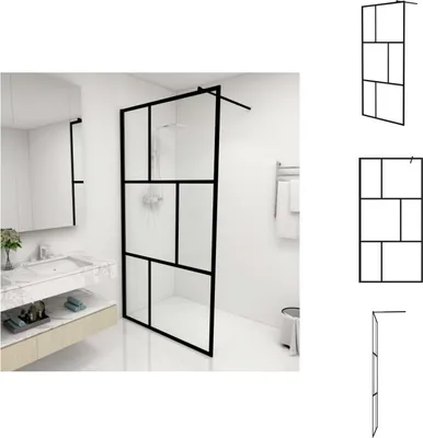 Produktbild von vidaXL Duschwand für Begehbare Duschen mit Hartglas Schwarz 100x195 cm -  Duschwände