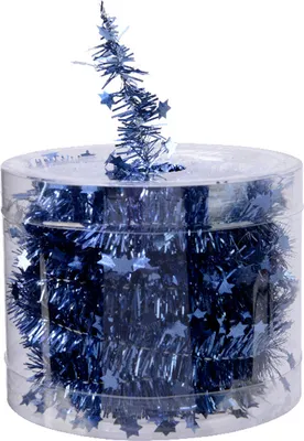 Produktbild von Weihnachtsgirlande Lametta mit Sternen 3cm x 7m - Nachtblau