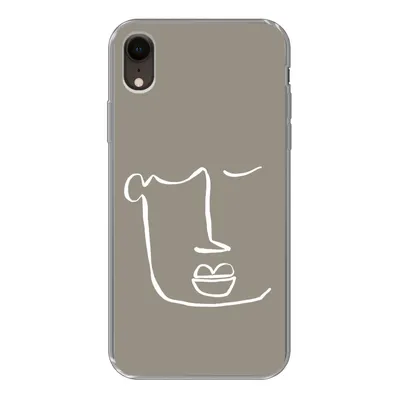 Produktbild von MuchoWow® Handyhülle Schutzhülle Hülle für iPhone XR Lippen - Abstrakt - Strichzeichnung Silikon Softcase Handy Hülle - Schutzdeckel