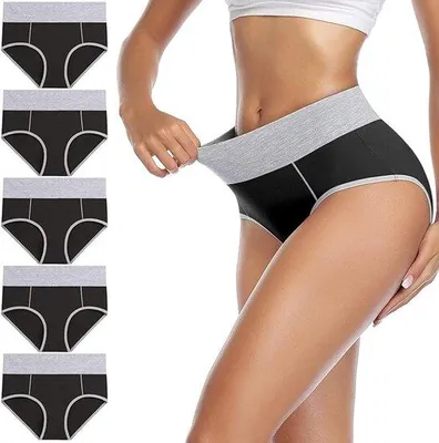 Immagine prodotto di Confezione da 5 comode fasce per i fianchi da donna, fasce alte, fasce spesse in cotone per modellare i fianchi e migliorare la silhouette, nero