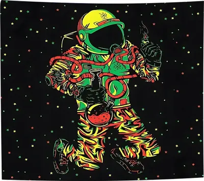 Zdjęcie produktu dla Dekoracja ŚCIENNA UV OBRAZ Fluorescencyjny GOBELIN ODBLASK 150cm Kosmonauta