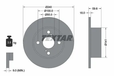 Obrázok produktu pre 2 brzdové kotúče Textar 240 mm vzadu pre Toyota Corolla E11