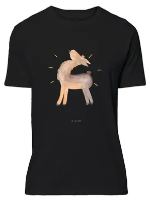 Produktbild von Mr. & Mrs. Panda T-Shirt Lama Stolz - Schwarz - Geschenk, Anders, Freundin, Außenseiter, mit Spruch, S, Jersey-Shirt, Family, Tshirt, oberteil, Lamas