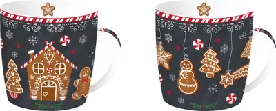 Image de Coffret 2 Mugs Pain D'épices Design Festif Pain D'épices, Idéal Pour L'hiver. - Easy Life