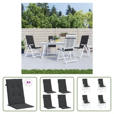 Obrázek produktu pro The Living Store Polstry na zahradní židle pro židle s vysokým opěradlem 4 ks černé 120x50x3 cm