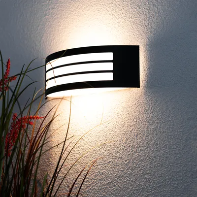 Obrázok produktu pre LUMILED Vonkajšie nástenné svietidlo Nástenné svietidlo Vonkajšie svietidlo Nástenné svietidlo LED E27 Terasa Dom Fasáda IP44 Čierna nerezová oceľ Obdĺžnikový vrch a spodok