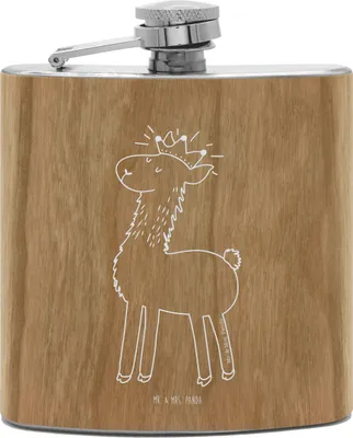 Produktbild von Mr. & Mrs. Panda Flachmann Lama König - Transparent - Geschenk, Hip Flask, Freundin, edelstahl, Aus, taschenflasche, Lamas, Alpaka, Königin, Papa