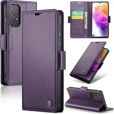 Produktbild von Galaxy A73 5G Hülle, Leder Brieftasche Kartenfach Schutzhülle mit Standfunktion für Samsung Galaxy A73 5G Lila