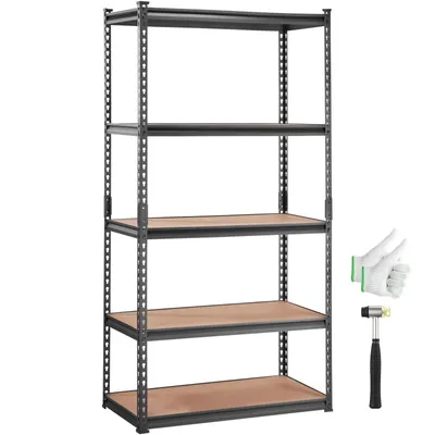 Produktbild von VEVOR Lagerregal 907,2kg Gesamtladekapazität 181,4kg pro Regal Kellerregal SPCC-Kohlenstoffstahl + MDF-Platten Steckregal 90x45x182,88cm Werkstattregal Schwerlastregal Kellerregal Regal Verstellbar