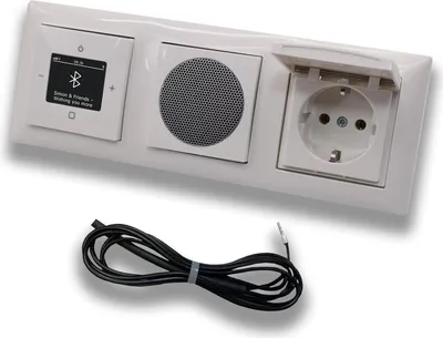 Produktbild von Busch Jäger DAB+ Unterputz Bluetooth Radio 8217U-101 Balance Si alpinweiß Komplett-Set + Lautsprecher + Klappsteckdose + 0,9 m EBROM Wurfantenne zur Empfangsoptimierung - 8217 U -101 + 20 EUK-914