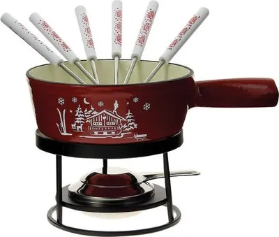 Image de Service à fondue chalet rouge - Tableandcook - HHF-078 - chalet