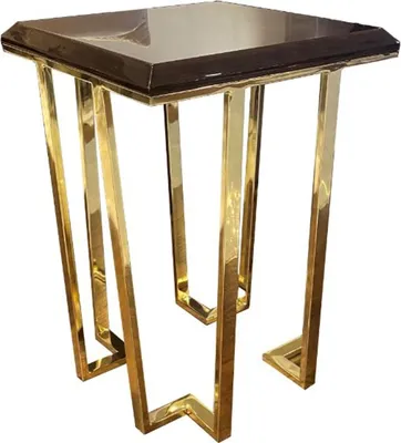 Produktbild von Casa Padrino Luxus Art Deco Beistelltisch Dunkelbraun / Gold 50 x 50 x H. 68 cm - Art Deco Wohnzimmer Möbel