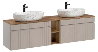 Immagine prodotto di Set ICON: mobile sottolavabo 180cm con nicchie visibili + 2 lavabi ovali macchiati multicolori