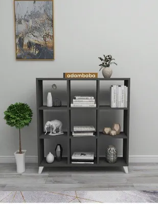 Image de Étagère cubique adambaba, 9 compartiments, aggloméré, 88,2 x 88,2 cm, anthracite