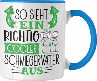 Produktbild von Trendation - Schwiegervater Tasse Geschenk So Sieht Ein RIchtig Cooler Schwiegervater Aus Geschenkidee Lustiger Spruch Geburtstag Becher Kaffeetasse Vatertag (Blau)