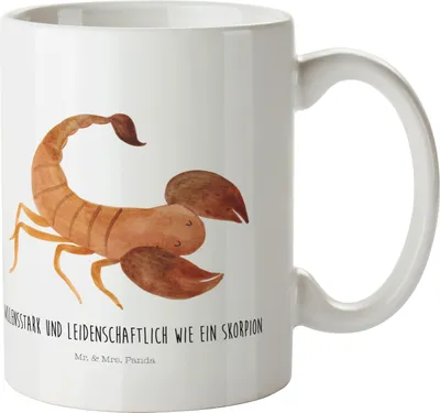 Produktbild von Mr. & Mrs. Panda Camping Tasse Sternzeichen Skorpion - Weiß - Geschenk, Schulkind, Plastikbecher, Geburtstag November, Trinklernbecher, Kindertasse, Skorpione, Pott