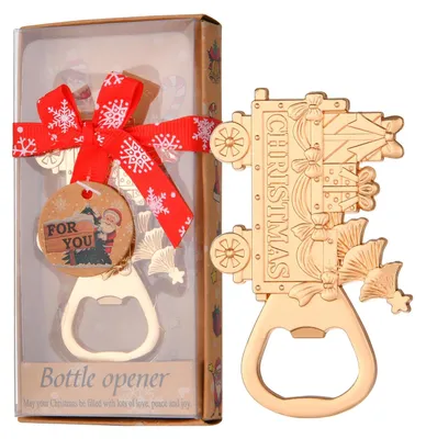 Weihnachtsflaschenöffner aus Zinklegierung, gold, 7,6 cm