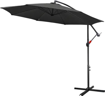 Image de Aopunly Parasol Gris Parapluie de jardin Parasol de marché Manivelle Balcon Ø 300 cm