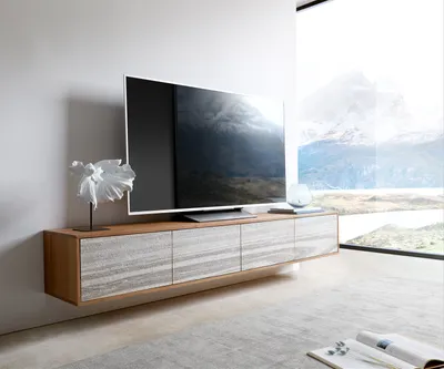 Produktbild von DELIFE Lowboard Kleo 200 cm Akazie Natur 4 Türen schwebend