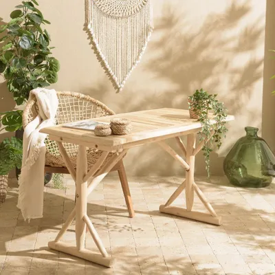 Produktbild von WILL – Schreibtisch 120 x 60 cm aus naturbelassenen Teakholzstämmen
