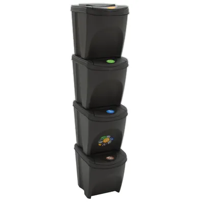 Image de Vidaxl Mülldosen 4 ST Stapelbar 100 l Polypropengrau