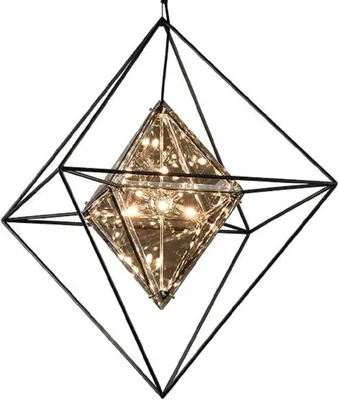Produktbild von Casa Padrino Luxus LED Hängeleuchte Schwarz 76,2 x 76,2 x H. 106,7 cm - Designer Lampe mit handgefertigtem Schmiedeeisen Rahmen