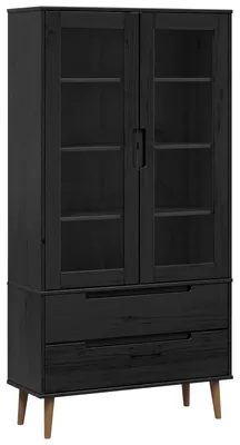 Image de Vitrine en verre noire 90 x 35 x 175 cm