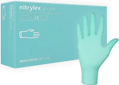 Produktbild von Nitrylhandschuhe Einweghandschuhe Puderfrei Textur an den Fingerspitzen MERCATOR Nitrylex , Größe:XS - 100 Stück, Farbe:Grün