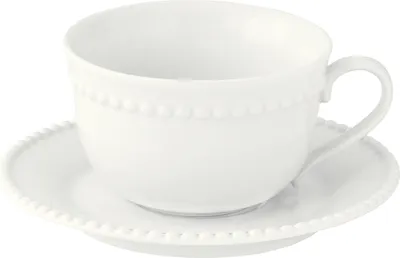 Produktbild von Tasse mit Untertasse TIFFANY WHITE weiß rund 250ml aus Porzellan Easy Life