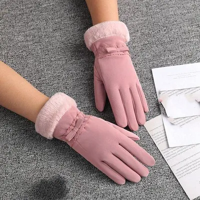 Zdjęcie produktu dla Rękawice zimowe - różowe, imitacja skóry